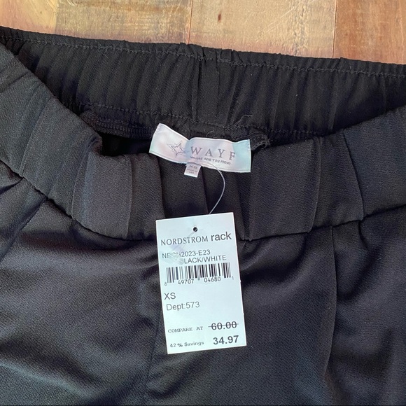 NWT Wayf black joggers with white racing stripe - Picture 2 of 2